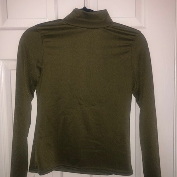 Olive Green Mock Neck Top - Picture 2 of 3